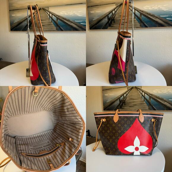 💎✨BEAUTIFUL✨💎Authentic LOUIS VUITTON Game on Neverfull Brown Tote Bag - Picture 6 of 8